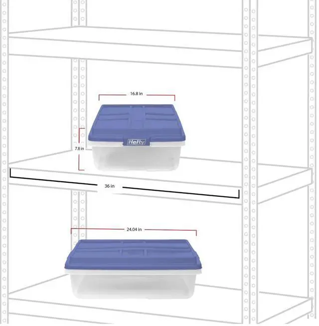 Alt view image 6 of 6 - HI-RISE 40 Quart Medium Latching Storage Bin, Clear Plastic Storage Container with HI-RISE Latch Lid, Blue
