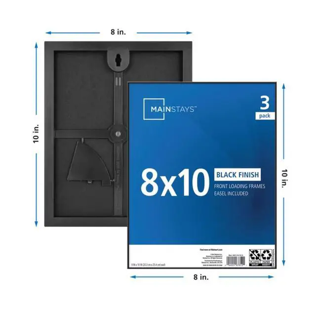 Alt view image 4 of 6 - Picture Frames, 8 x 10, Black, Front-Loading, Wall or Tabletop, Set of 3