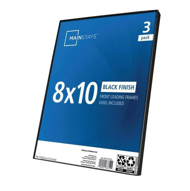 Alt view image 3 of 6 - Picture Frames, 8 x 10, Black, Front-Loading, Wall or Tabletop, Set of 3