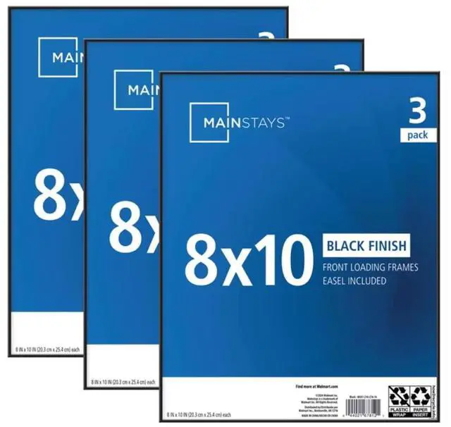 Alt view image 2 of 6 - Picture Frames, 8 x 10, Black, Front-Loading, Wall or Tabletop, Set of 3