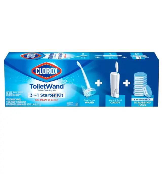 Alt view image 2 of 7 - ToiletWand Disposable Toilet Cleaning System, ToiletWand, Storage Caddy and 6 Disinfecting ToiletWand Scrubbing Pad Refills