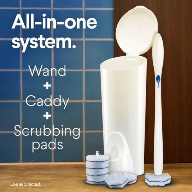Alt view image 4 of 7 - ToiletWand Disposable Toilet Cleaning System, ToiletWand, Storage Caddy and 6 Disinfecting ToiletWand Scrubbing Pad Refills