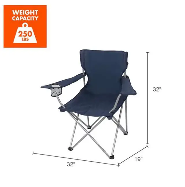 Alt view image 5 of 13 - Quad Folding Camp Chair with Cup Holder, Dark Blue
