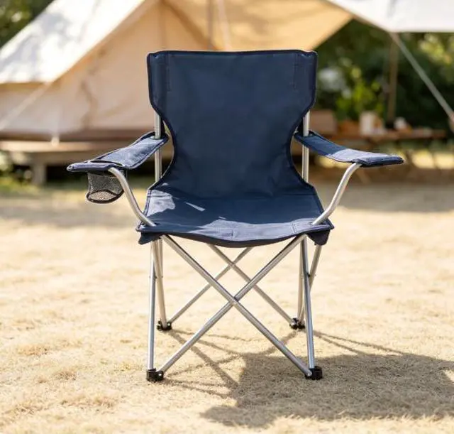 Main image of Quad Folding Camp Chair with Cup Holder, Dark Blue