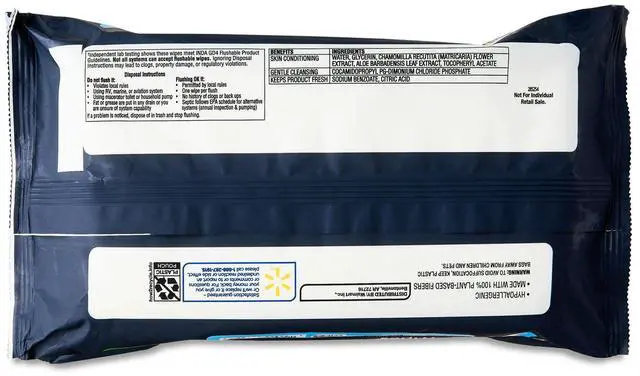 Alt view image 4 of 5 - Equate Extra Large Flushable Wet Wipes, Fragrance Free, 144 Wipes, 3 Pack