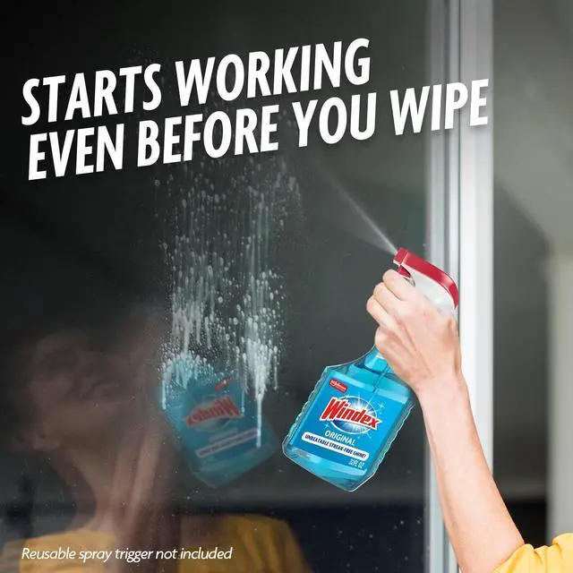Alt view image 3 of 13 - Windex Glass, Window, and Mirror Cleaner Refill, Original Blue, 67.6 fl oz