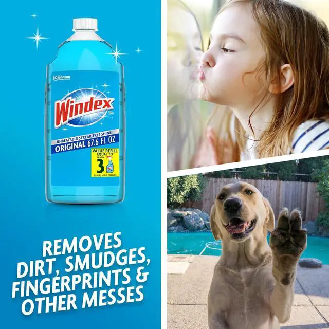 Alt view image 2 of 13 - Windex Glass, Window, and Mirror Cleaner Refill, Original Blue, 67.6 fl oz