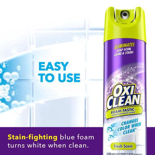 Alt view image 4 of 6 - OxiClean Foam-Tastic Foaming Bathroom Cleaner, Removes Soap Scum, Grime & Stains, Fresh Scent, 19 oz