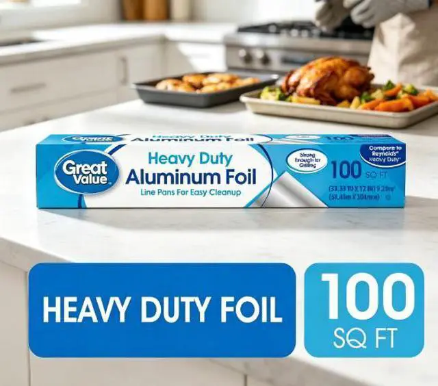Main image of Great Value Heavy Duty Aluminum Foil, 100 sq ft