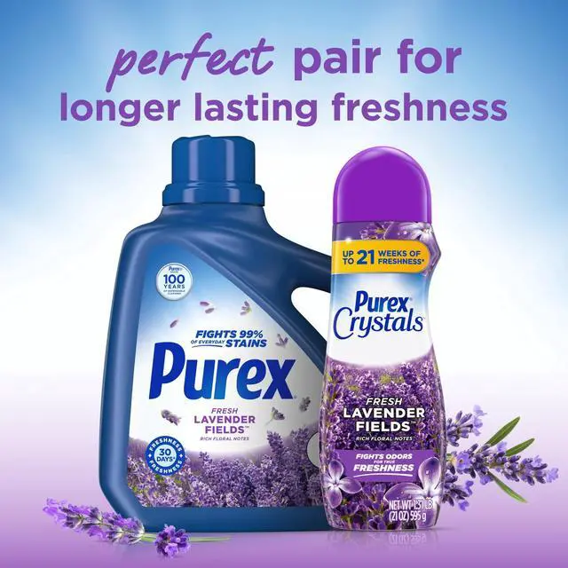 Alt view image 9 of 13 - Purex Fresh Lavender Fields Liquid Laundry Detergent,150 fl oz115 Loads,4in1 StainFighting Brightener,30Day Fresh Lavender Scent,HE Compatible for Whites & Colors