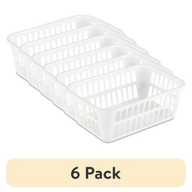 Alt view image 2 of 6 - (6 pack) Sterilite Storage Basket, Versatile Open Plastic Bin, White
