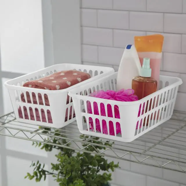 Alt view image 5 of 6 - (6 pack) Sterilite Storage Basket, Versatile Open Plastic Bin, White