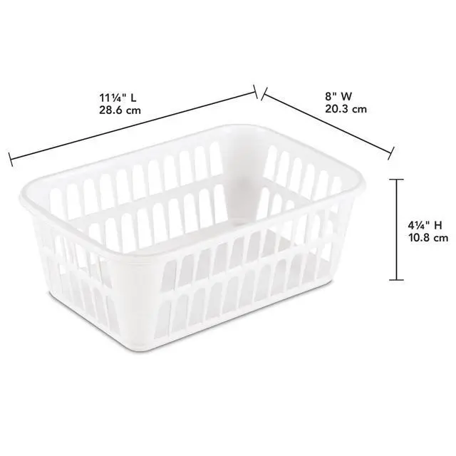 Alt view image 3 of 6 - (6 pack) Sterilite Storage Basket, Versatile Open Plastic Bin, White