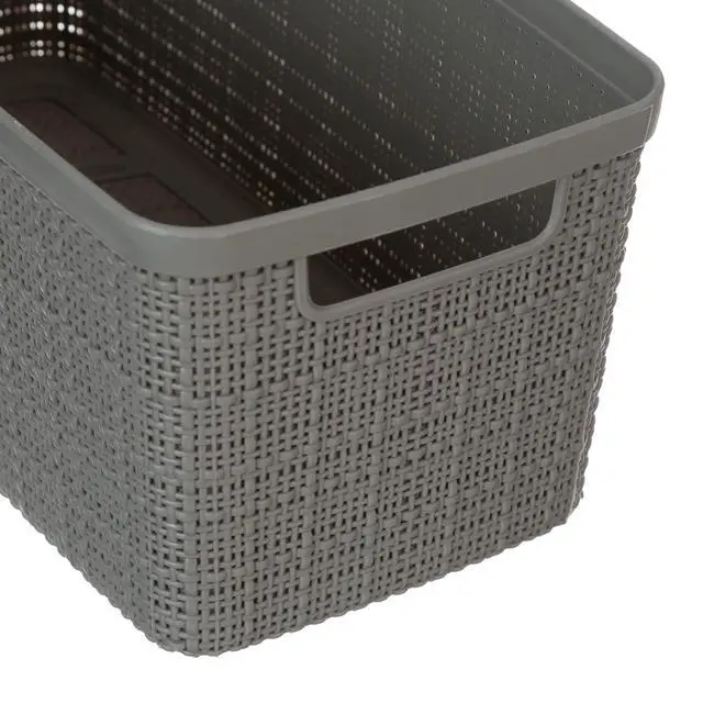 Alt view image 4 of 6 - Curver Jute Narrow Gray Plastic Decorative Storage Basket, 13.6 in x 6.7 in x 5.7 in