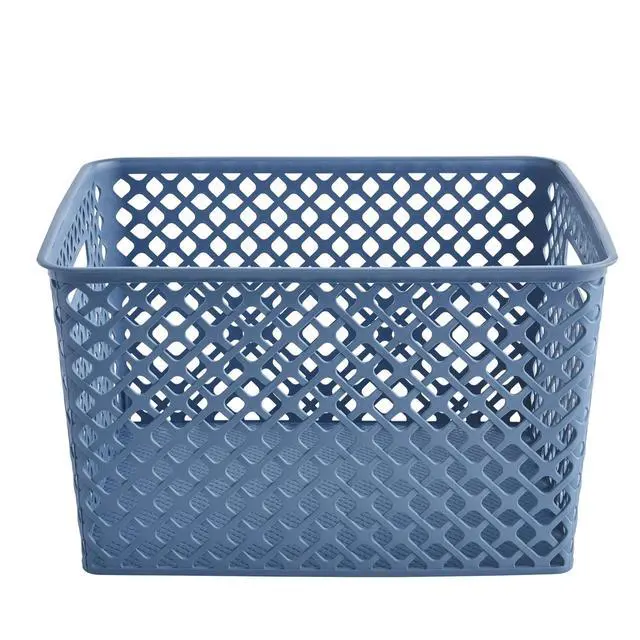 Alt view image 4 of 5 - Mainstays Large Blue Decorative Plastic Storage Basket