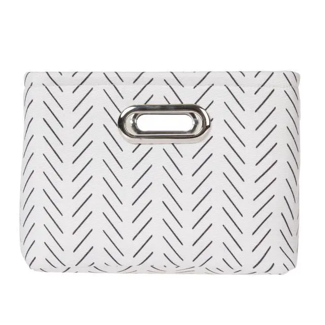 Alt view image 4 of 6 - Mainstays Black and White Lines Canvas Fabric Decorative Storage Basket with Handles, 15 in x 8 in x 11 in