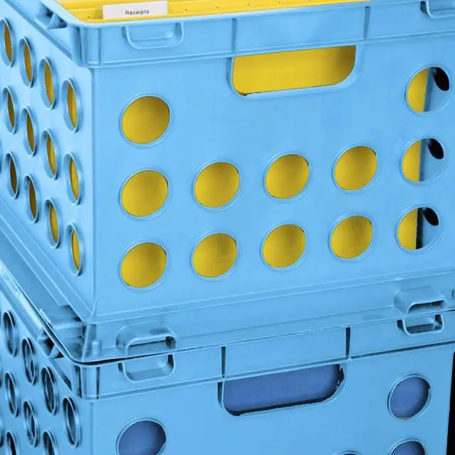 Alt view image 9 of 12 - Sterilite OpenTop Plastic File Storage Crate,Stackable Organizer Bin,Fits Letter & LegalSize Hanging Folders,CarryThrough Handles,BPAFree,For Office,Dorm & School Supplies