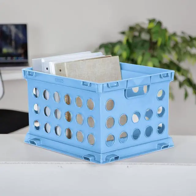 Alt view image 7 of 12 - Sterilite OpenTop Plastic File Storage Crate,Stackable Organizer Bin,Fits Letter & LegalSize Hanging Folders,CarryThrough Handles,BPAFree,For Office,Dorm & School Supplies