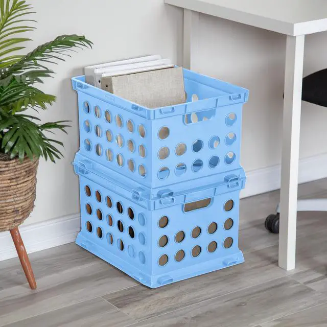 Alt view image 10 of 12 - Sterilite OpenTop Plastic File Storage Crate,Stackable Organizer Bin,Fits Letter & LegalSize Hanging Folders,CarryThrough Handles,BPAFree,For Office,Dorm & School Supplies