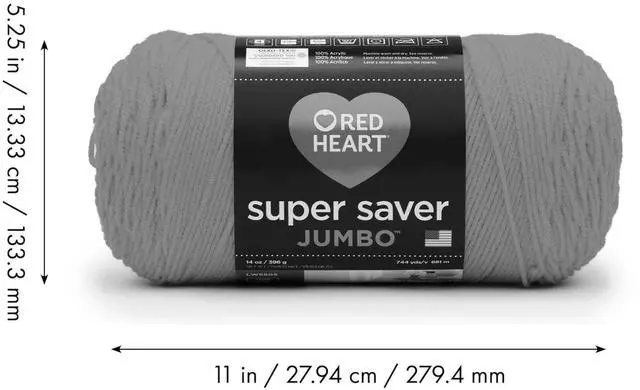 Alt view image 3 of 3 - Red Heart Super Saver Jumbo Yarn, Brick Red, #4 Medium, Acrylic, 14oz/396g, 744 Yards