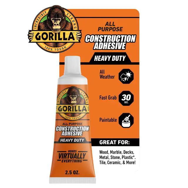 Alt view image 2 of 6 - Gorilla Glue Heavy Duty Construction Adhesive, 2.5 oz, White. Model Is 8020002.