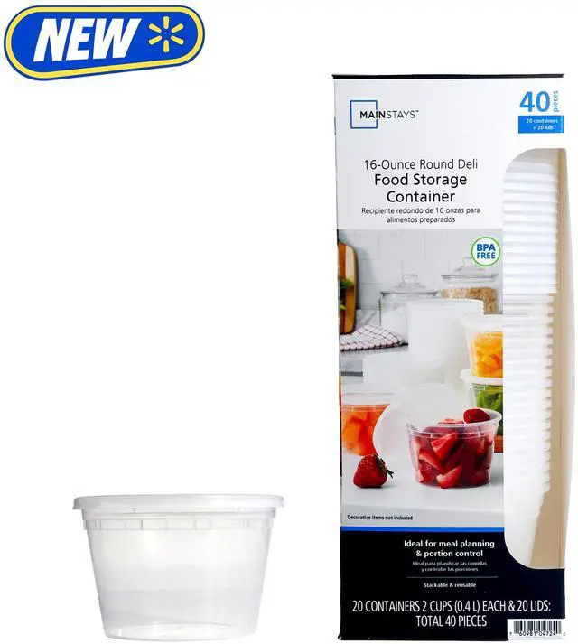 Alt view image 6 of 7 - Mainstays Plastic Deli Containers, 40 Pieces, 16 oz, Meal Prep and Batch Cooking