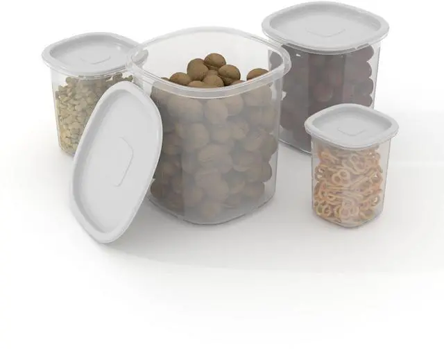 Alt view image 3 of 6 - Mainstays 8-Piece Plastic Pantry Food Storage Container Set, Kitchen Pantry Organizer Canisters for Dry Food Storage and Pantry Organization