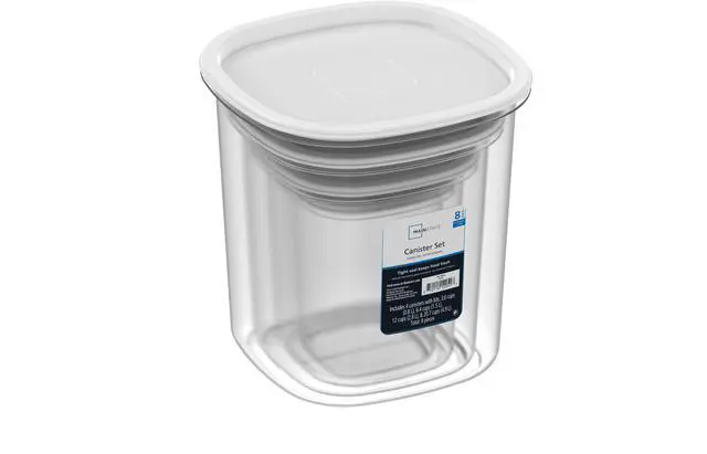 Alt view image 5 of 6 - Mainstays 8-Piece Plastic Pantry Food Storage Container Set, Kitchen Pantry Organizer Canisters for Dry Food Storage and Pantry Organization