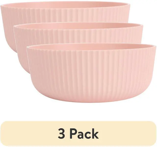 Alt view image 2 of 6 - (3 pack) Mainstays - Blush Pink Eco-Friendly Recycled Plastic Cereal Bowl, 38-Ounce