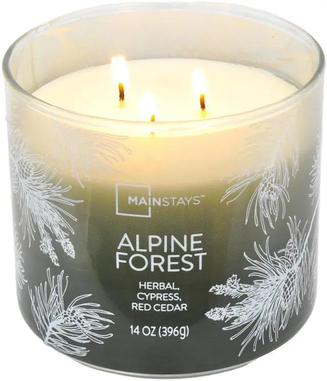 Alt view image 4 of 6 - Mainstays Alpine Forest 3-Wick Ombre Wrapped Scented Jar Candle, 14 oz