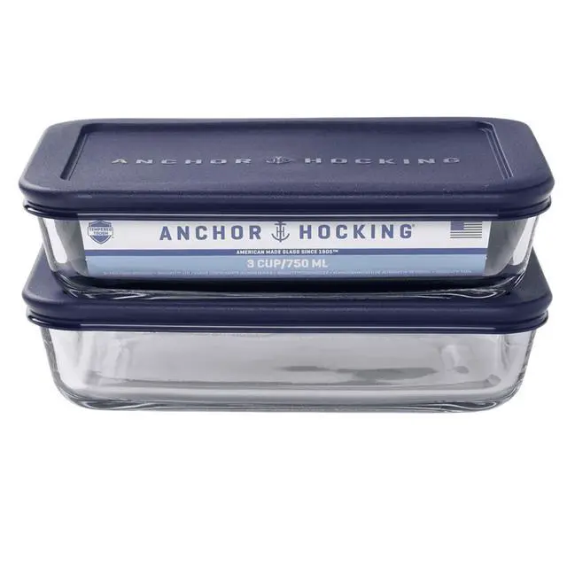Alt view image 6 of 6 - Anchor Hocking Glass Food Storage Containers with Lids, 3 Cup Rectangular, Set of 2