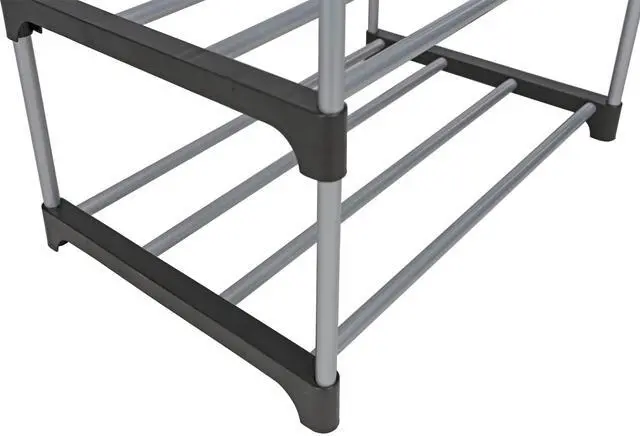 Alt view image 5 of 5 - Mainstays 2-Tier Black and Silver Shoe Rack for Shoe Storage with Iron Poles & Plastic Connectors, Holds up to 4 Pairs