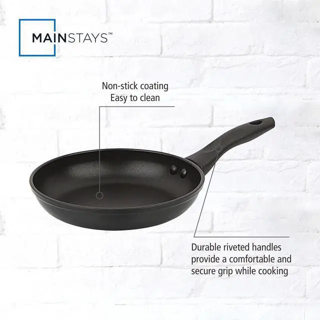 Alt view image 5 of 6 - Mainstays 8 in Nonstick Aluminum Skillet, Black, Dishwasher Safe