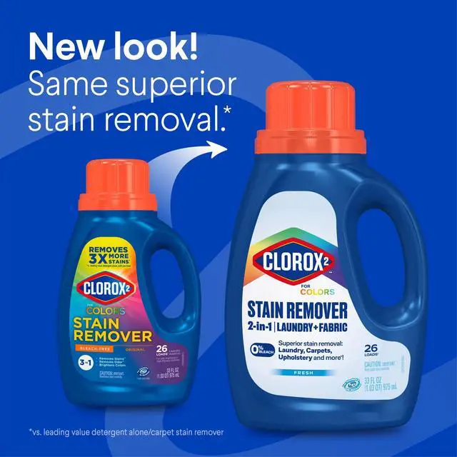 Alt view image 3 of 6 - Clorox 2 For Colors Stain Remover, 2 in 1 Laundry + Fabric, Bleach Free, Fresh Scent, 33 Fl Oz.