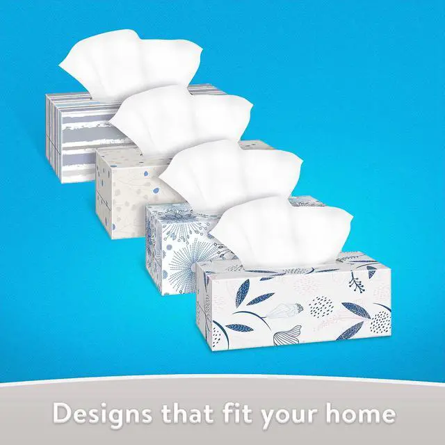 Alt view image 2 of 4 - Great Value Everyday Soft Facial Tissues, 4 Flat Cartons, 160 Tissues per Carton, 2-Ply