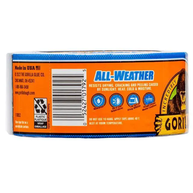 Alt view image 6 of 7 - Gorilla Permanent All Weather Black Tape 1.88 in x 10 Yard