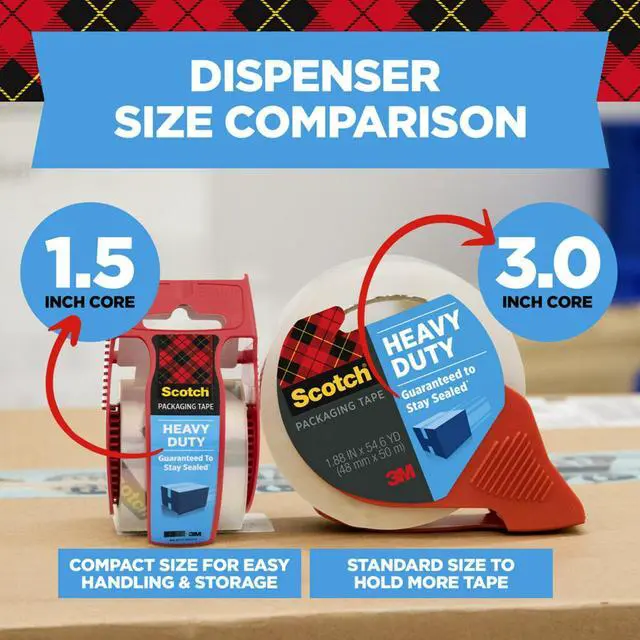 Alt view image 2 of 7 - Scotch Heavy Duty Packaging Tape, Clear, 1.88" x 38.2 yd, 1 Dispenser