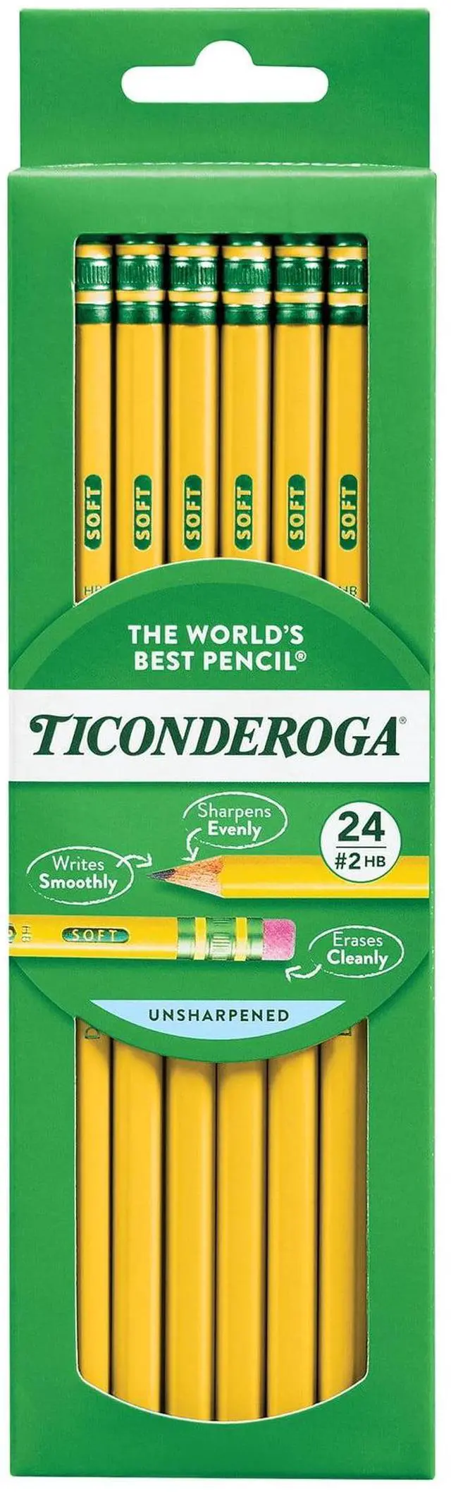 Main image of Ticonderoga Wood Pencils, Unsharpened, #2 HB .3 mm Lead, Yellow, 24 Count