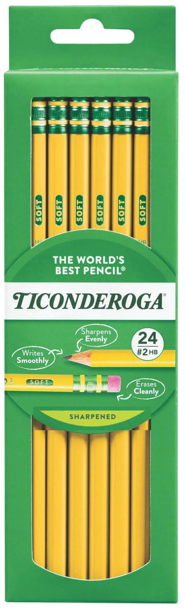 Main image of Ticonderoga Premium Wood Pencils, Sharpened #2 HB, Yellow, 24 Count, Pencil Lead Size .03
