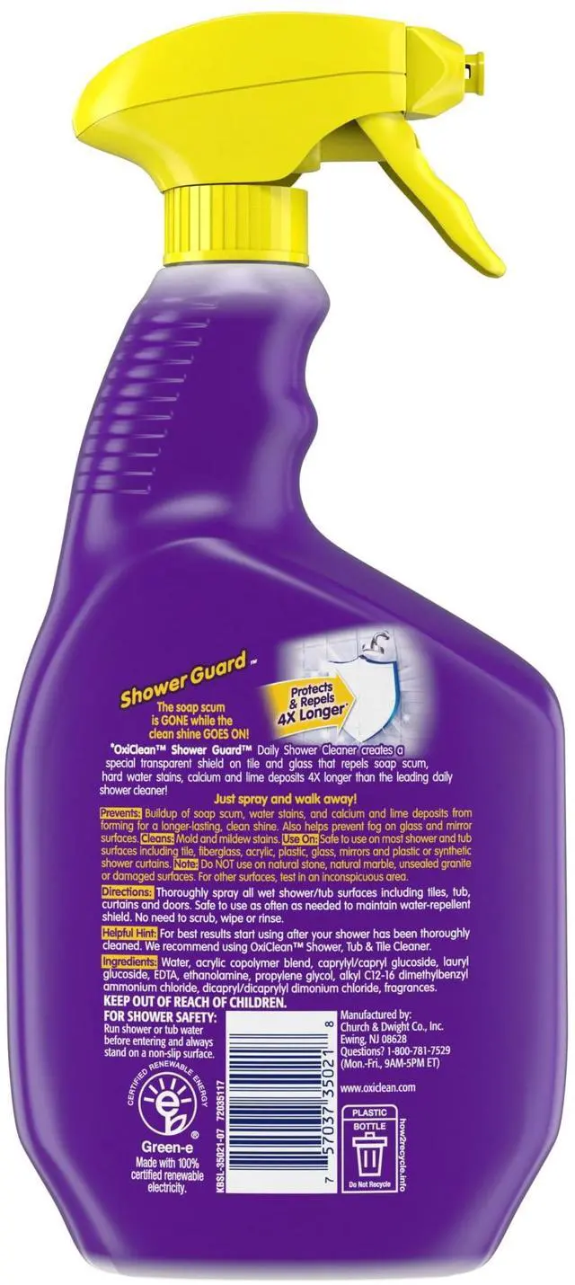 Alt view image 3 of 7 - OxiClean Shower Guard Daily Shower Cleaner, Repels Bathroom Stains, 30 oz Spray Bottle