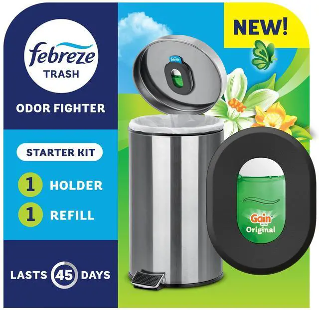 Main image of Febreze Trash Odor Fighter, Gain Original Scent, 1 Holder + 1 Refill