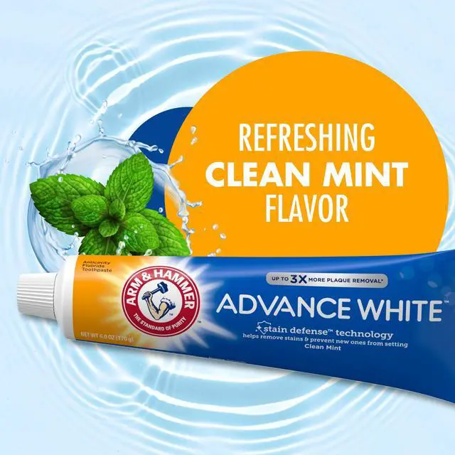 Alt view image 3 of 5 - ARM & HAMMER Advance White Anticavity Whitening Toothpaste with Fluoride, Clean Mint, 6 oz, 2 Pack