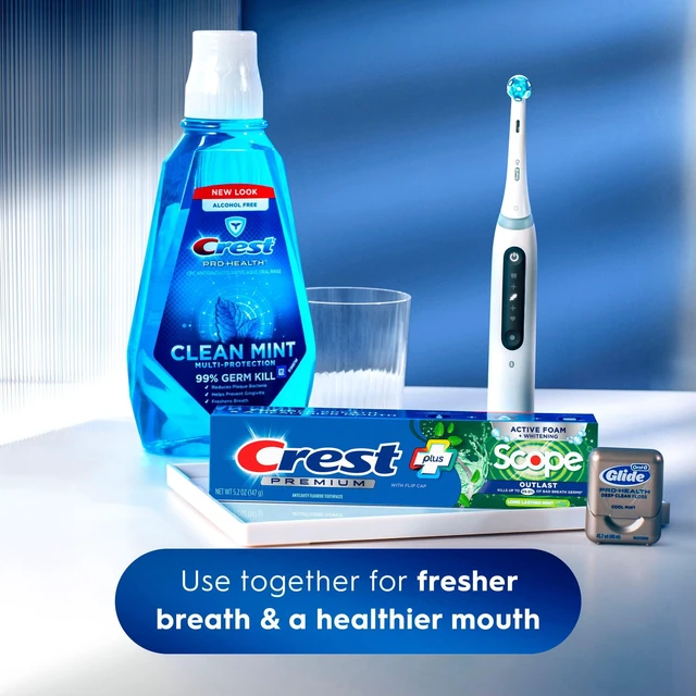 Alt view image 7 of 7 - Crest Toothpaste, Premium Plus Scope Outlast Fluoride Toothpaste, Mint, 5.2 oz, 3 pack