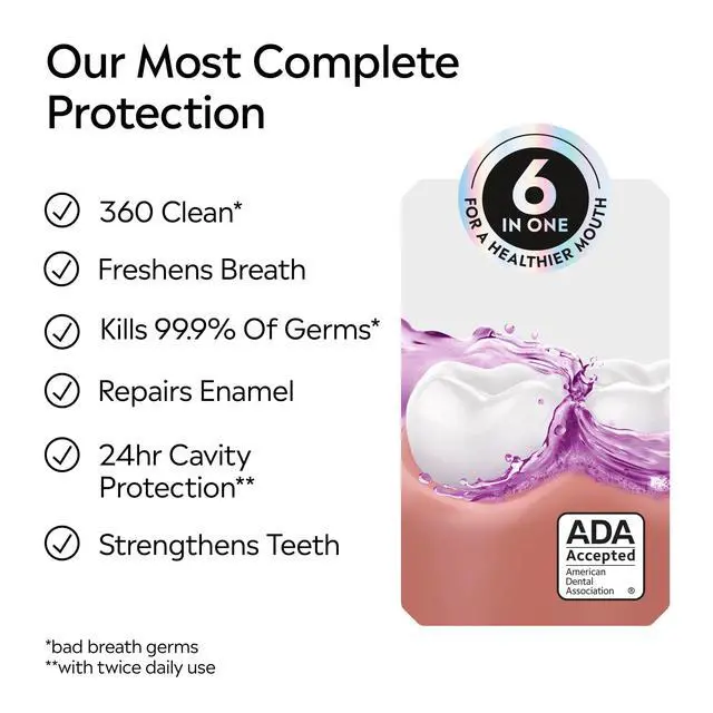 Alt view image 3 of 6 - Listerine Total Care Fluoride Mouthwash for Cavity Prevention, Intense Mint, 33.8 fl oz/1L