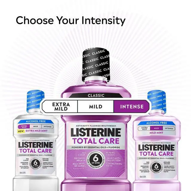 Alt view image 2 of 6 - Listerine Total Care Fluoride Mouthwash for Cavity Prevention, Intense Mint, 33.8 fl oz/1L