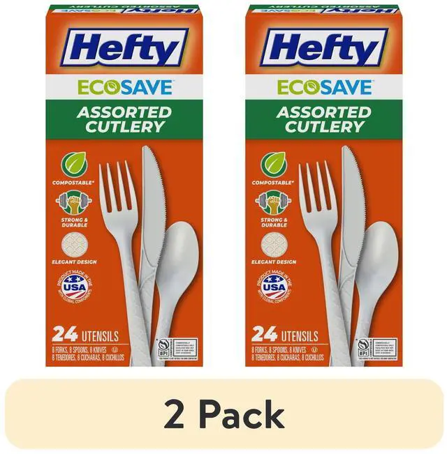 Alt view image 2 of 6 - (2 pack) Hefty ECOSAVE Compostable Assorted Cutlery Set, 24 Count
