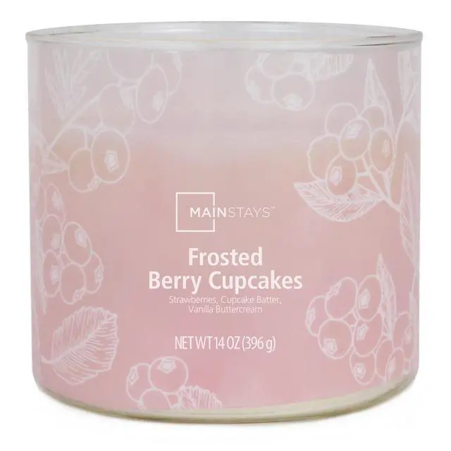 Alt view image 6 of 6 - Mainstays 3-Wick Ombre Wrap Frosted Berry Cupcakes Jar Candle, 14 Ounce
