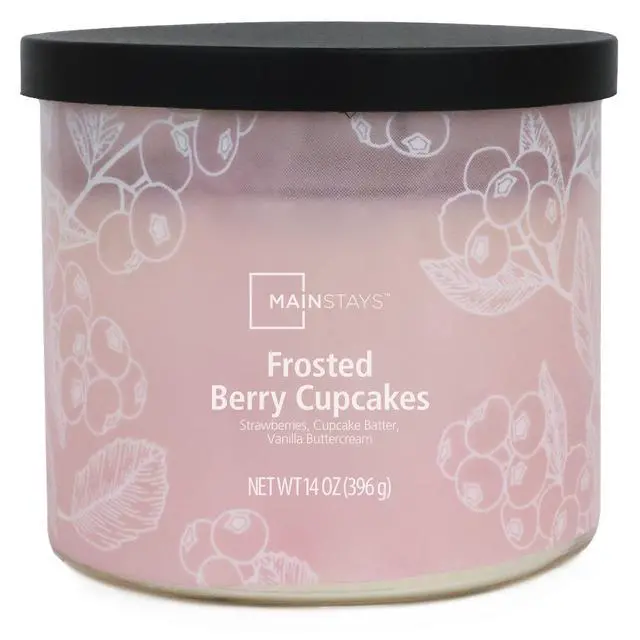 Alt view image 5 of 6 - Mainstays 3-Wick Ombre Wrap Frosted Berry Cupcakes Jar Candle, 14 Ounce