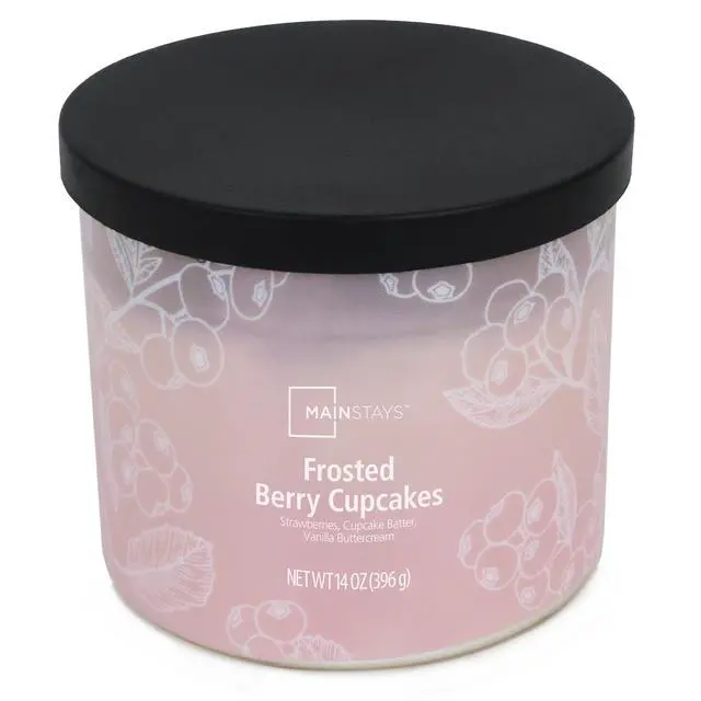 Alt view image 2 of 6 - Mainstays 3-Wick Ombre Wrap Frosted Berry Cupcakes Jar Candle, 14 Ounce
