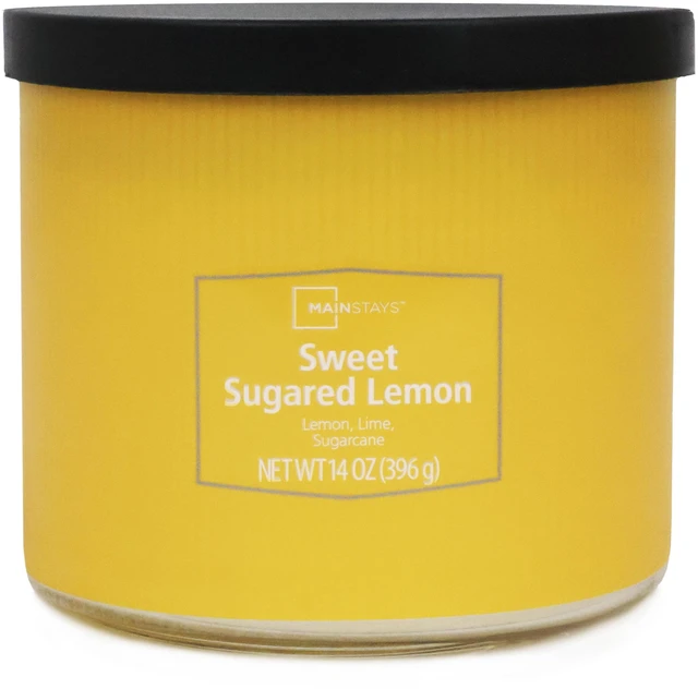 Alt view image 3 of 5 - Mainstays 3-Wick Textured Wrap Sweet Sugared Lemon Candle, 14 Ounce